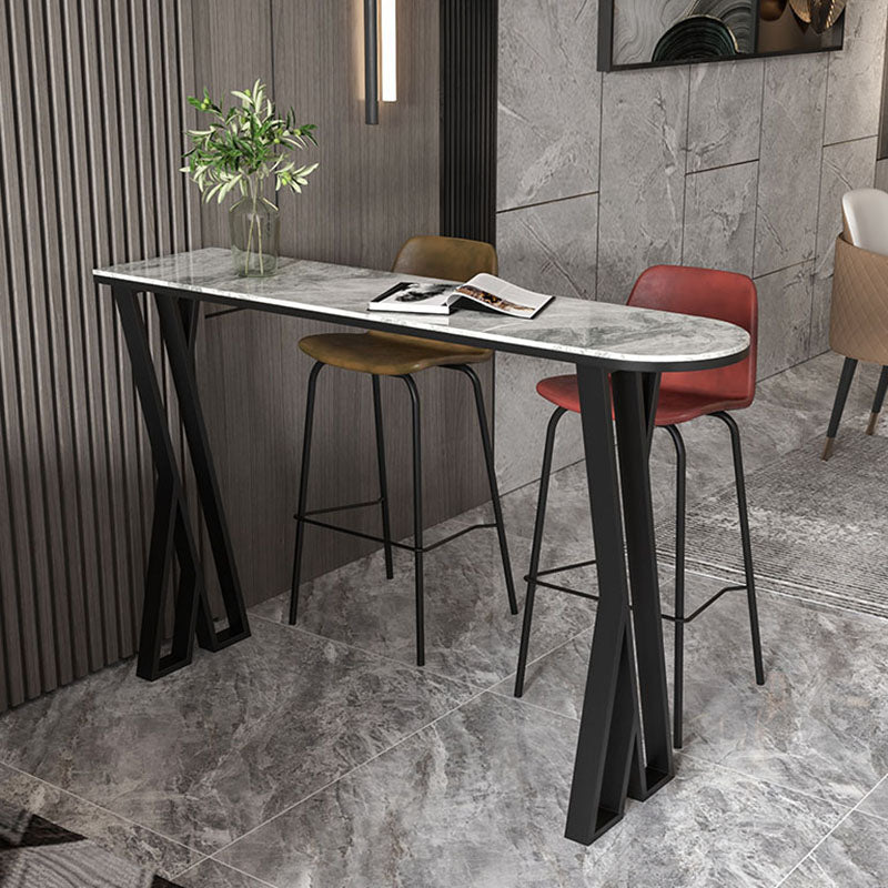 Industrial Style Bar Table Artificial Stone Top 42-inch Height Pub Table for Dining Room