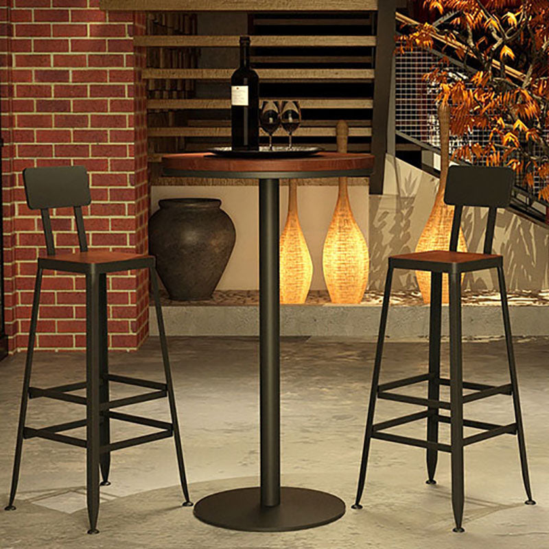 Industrial Wood Top Counter Table Black Metal Base Table for Coffee Shop