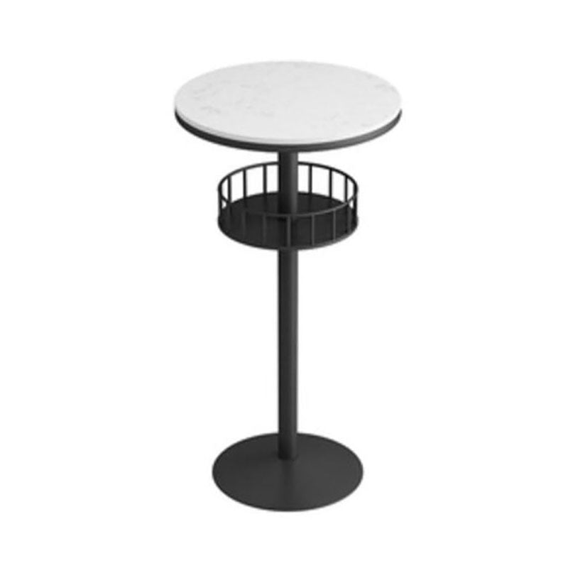 Marble Indoor Glam Bar Dining Table Iron Bistro Table with Single Pedestal