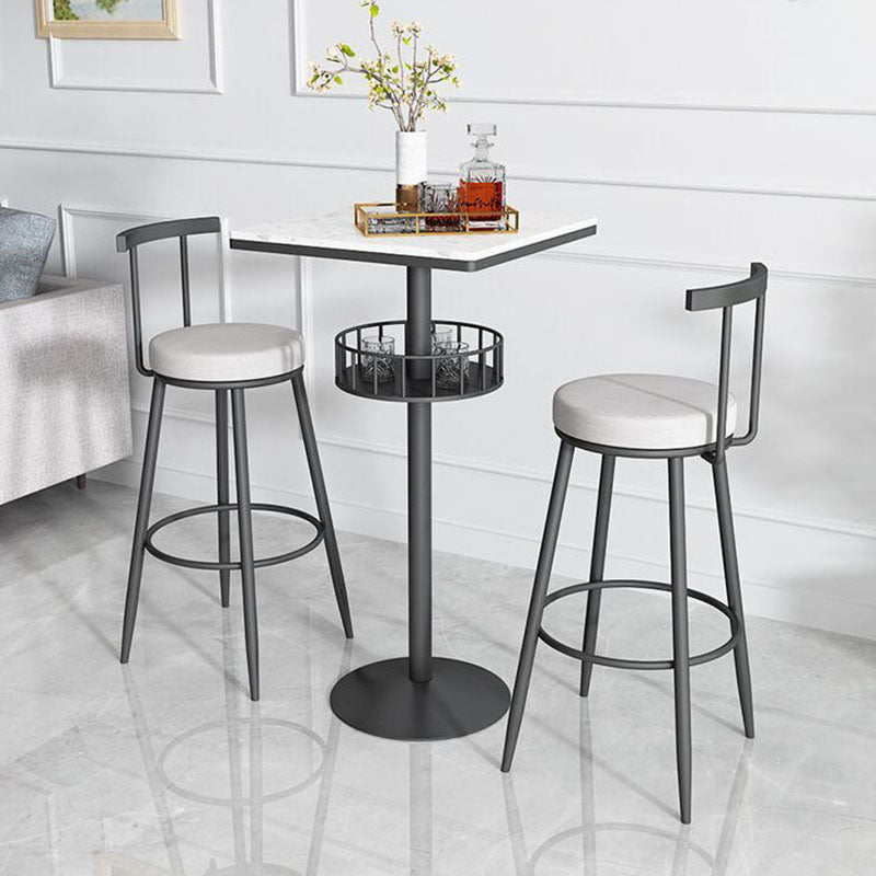 Marble Indoor Glam Bar Dining Table Iron Bistro Table with Single Pedestal