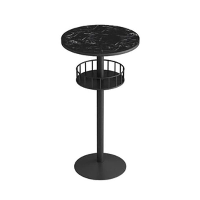 Marble Indoor Glam Bar Dining Table Iron Bistro Table with Single Pedestal
