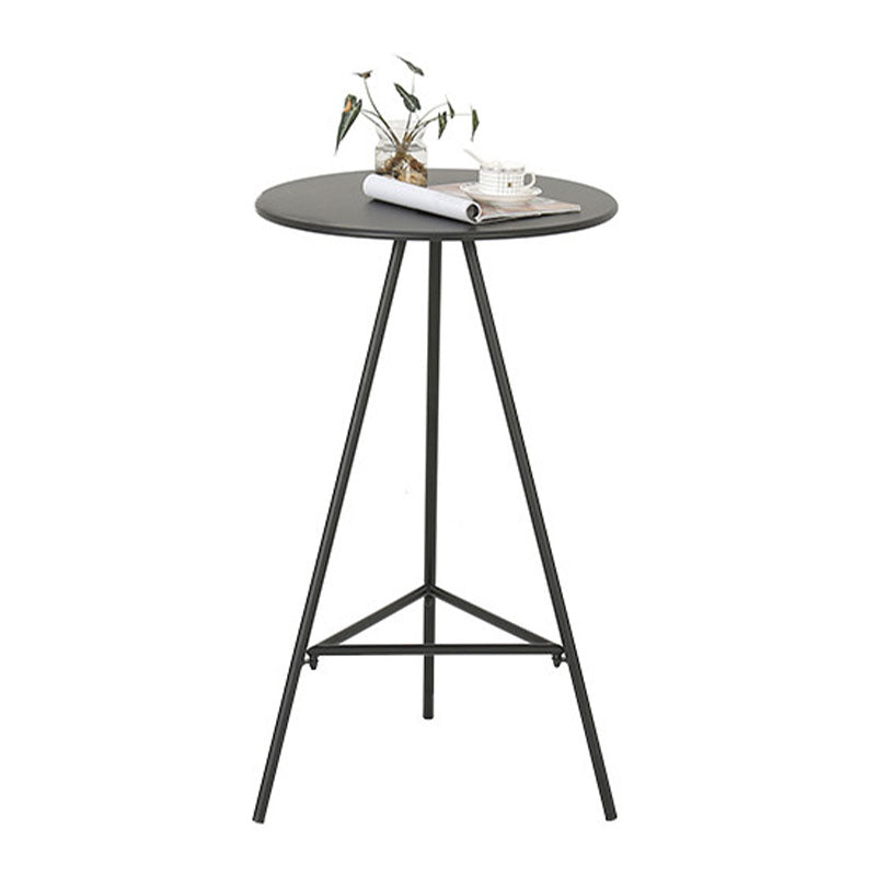 Round Indoor Industrial Bar Dining Table Iron Tripod Pedestal Bistro Table with Footrest