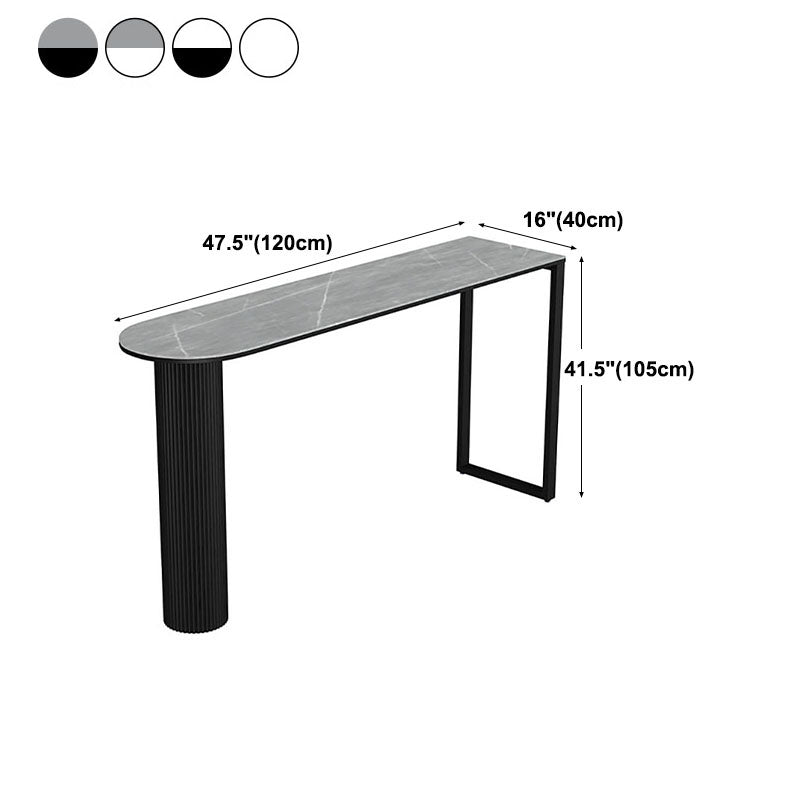 Nordic Glam Style Bar Table Stone and Metal Pub Table- 42"H X 16"W