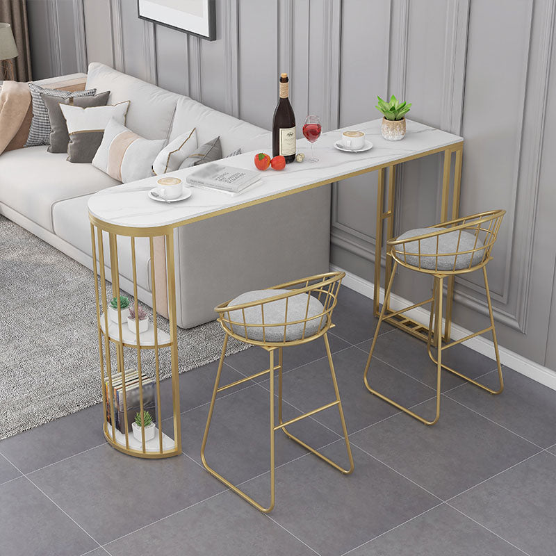 Nordic Glam Style Bar Table 42-inch Height Metal Base Bistro Table for Dining Room