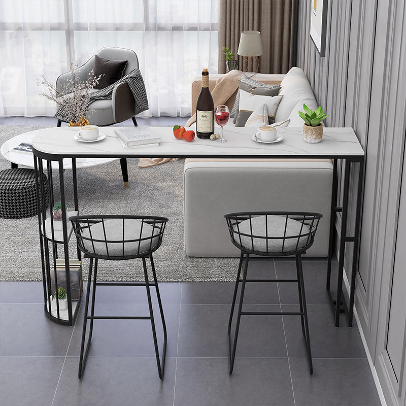 Nordic Glam Style Bar Table 42-inch Height Metal Base Bistro Table for Dining Room