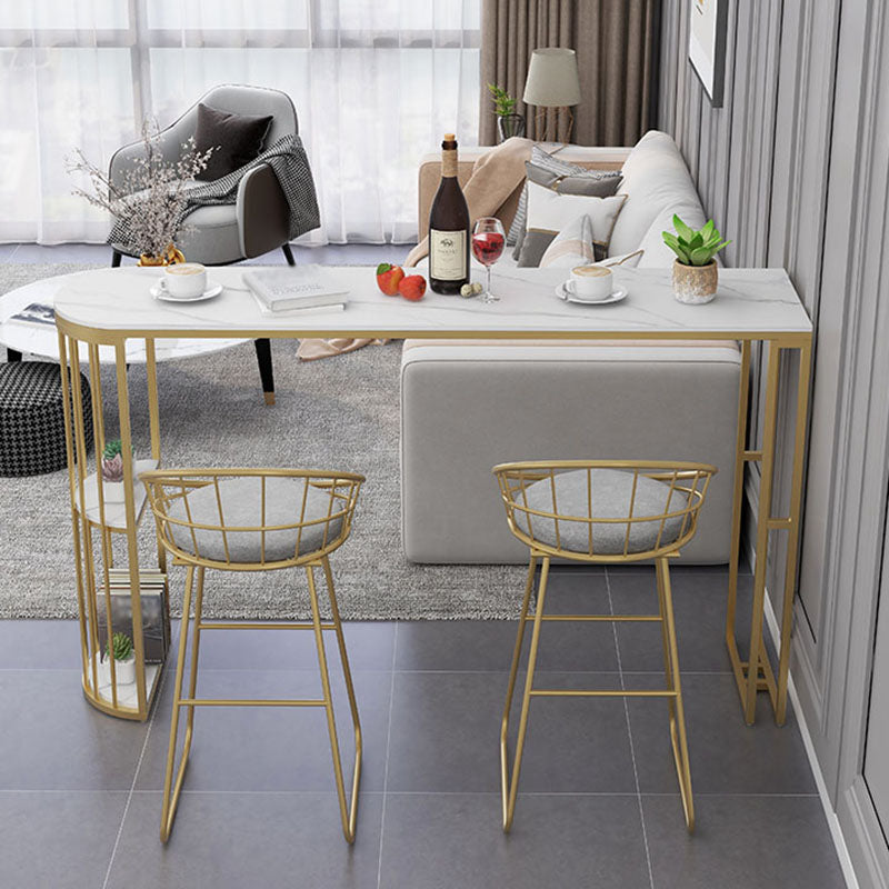 Nordic Glam Style Bar Table 42-inch Height Metal Base Bistro Table for Dining Room