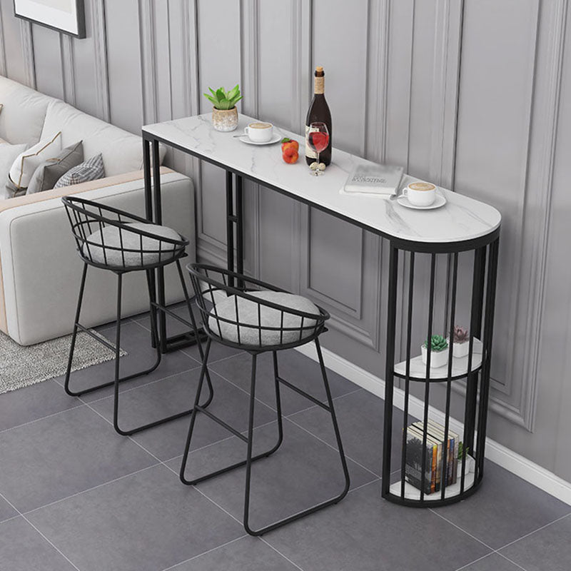 Nordic Glam Style Bar Table 42-inch Height Metal Base Bistro Table for Dining Room