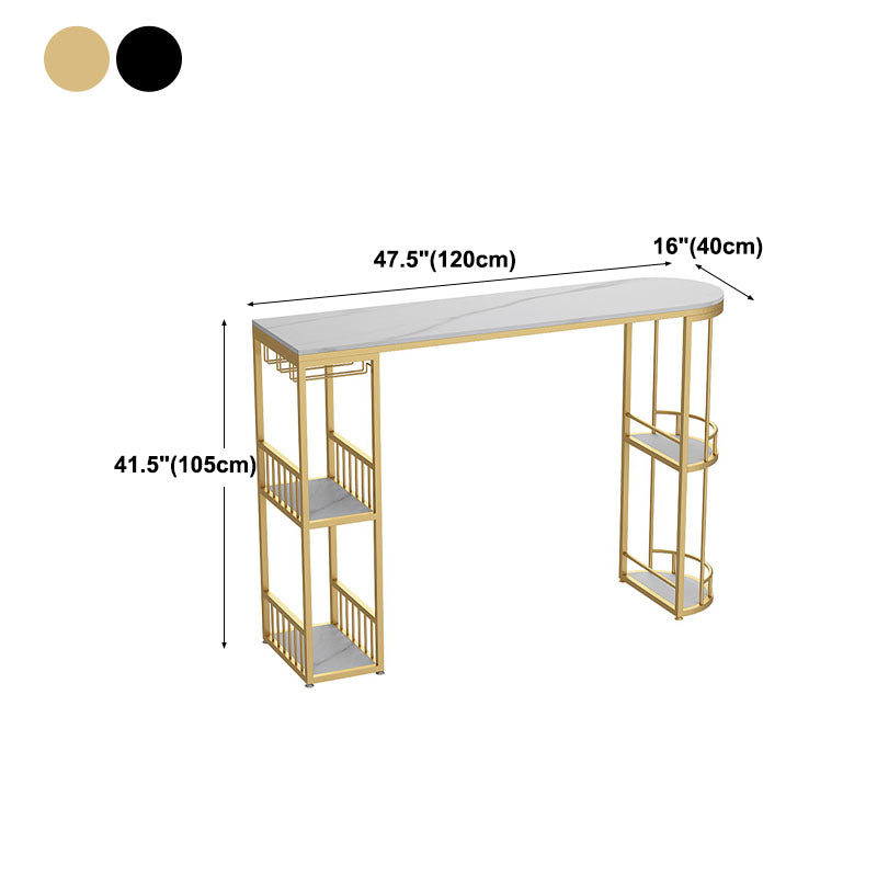 Glam Style Cocktail Bar Table 42-inch Height Metal Base Bar Storage Table