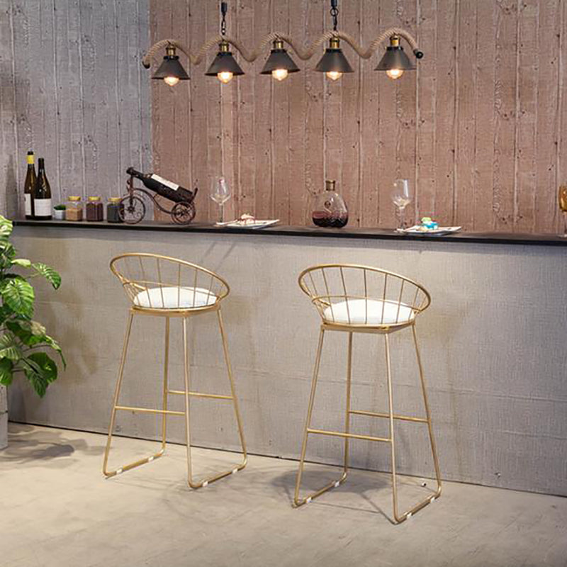 Industrial Gold Bar Table 21.6"W Round Top White Wood Bistro Table for Breakroom