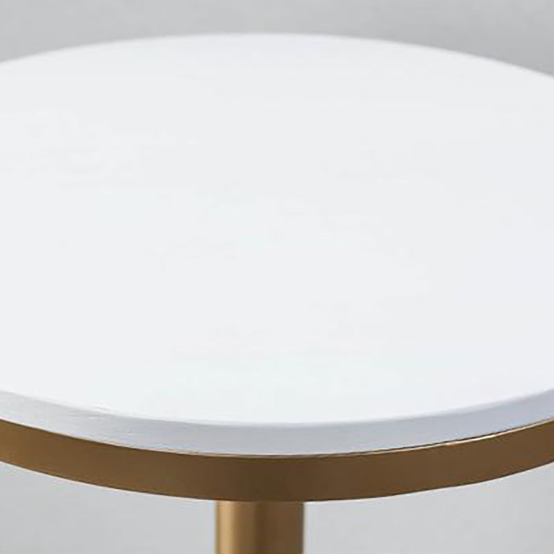 Industrial Gold Bar Table 21.6"W Round Top White Wood Bistro Table for Breakroom