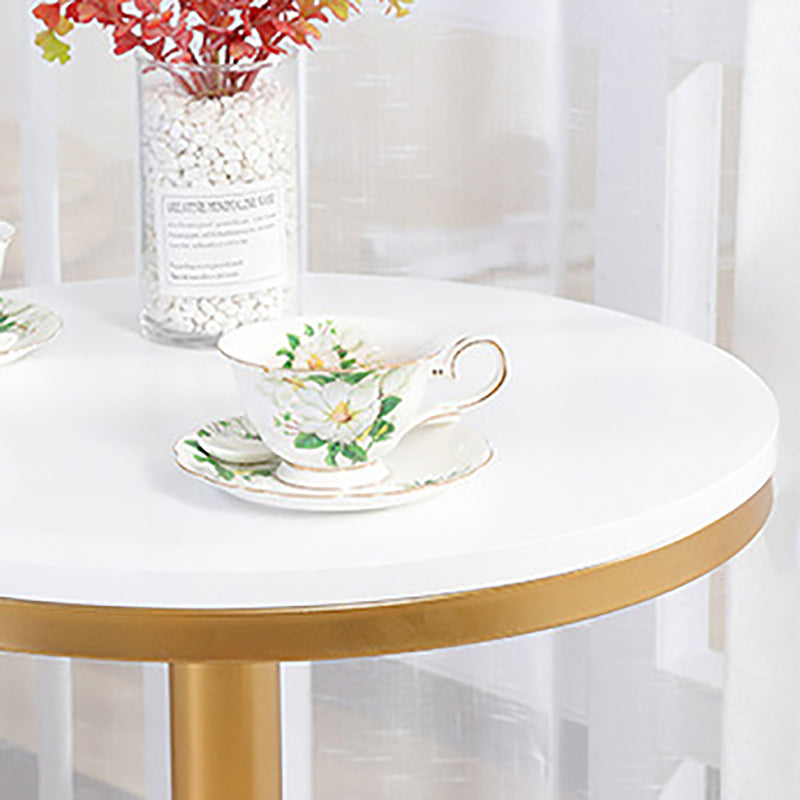 Industrial Gold Bar Table 21.6"W Round Top White Wood Bistro Table for Breakroom