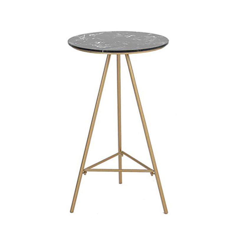 Glam Style Gold Iron Bar Table Round Top Marble Indoor Bistro Table - 23.6"W x 41.3"H