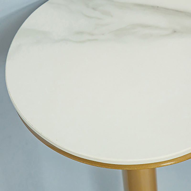 Glam Style Gold Metal Bar Table 21.6"W Top Marble Indoor Bistro Table