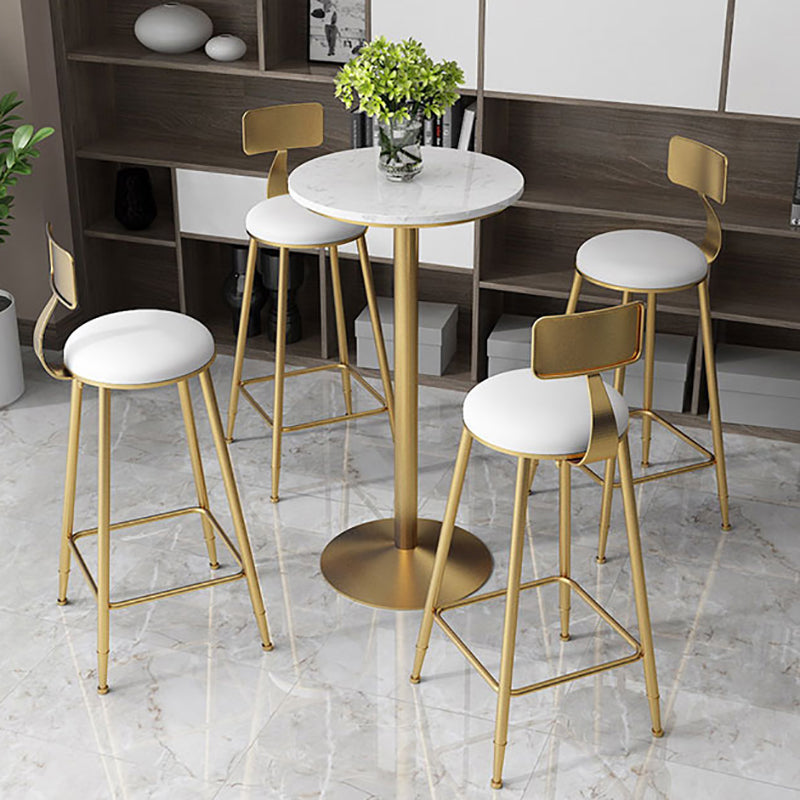 Glam Style Gold Metal Bar Table 21.6"W Top Marble Indoor Bistro Table