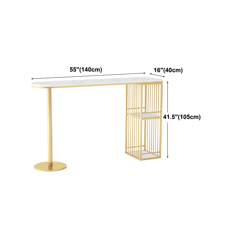 Glam Style 41.3"H Bar Table Marble White Top Specialty Bistro Table in Gold