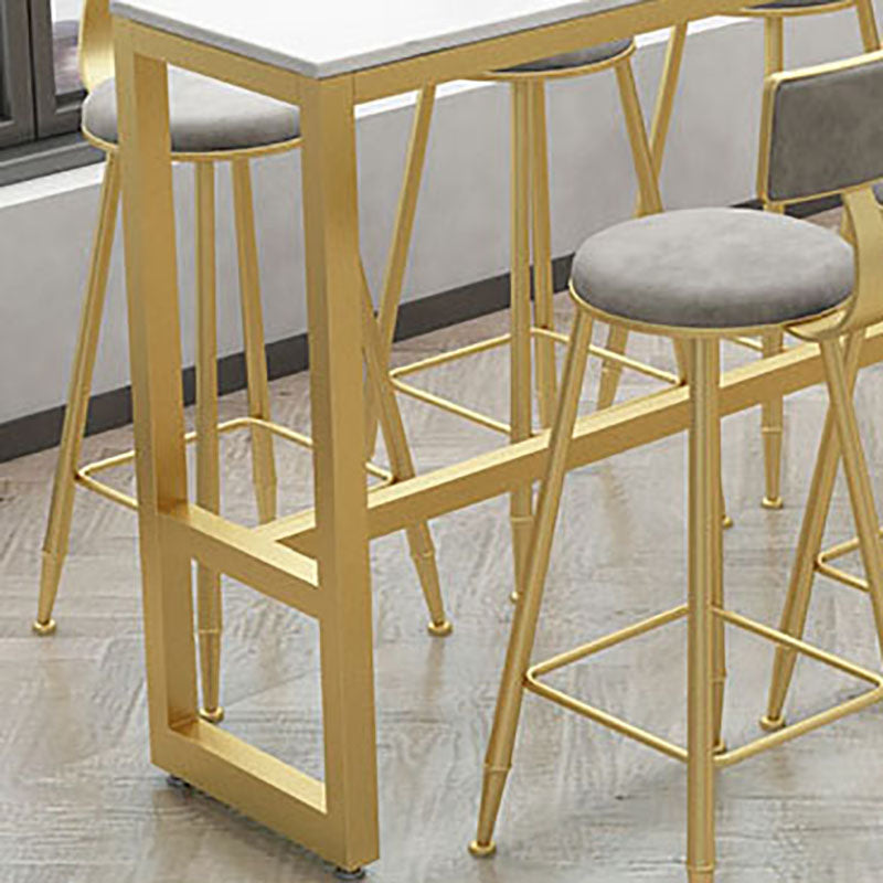 Glam Style Gold 41.3"H Bar Table Marble White Rectangle Top Bistro Table for Living Room
