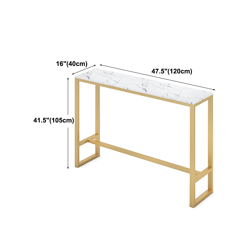 Glam Style Gold 41.3"H Bar Table Marble White Rectangle Top Bistro Table for Living Room