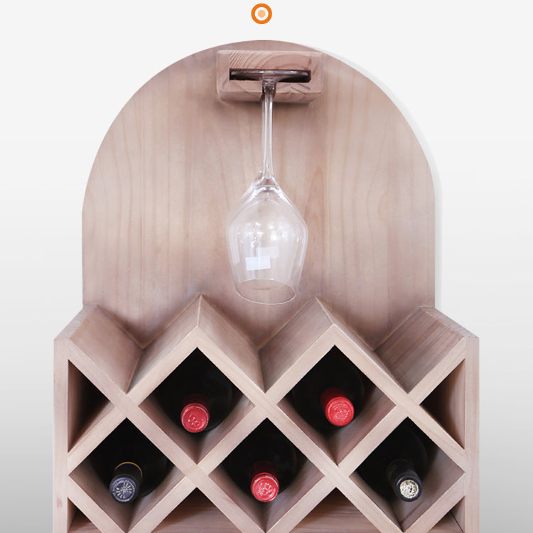 Modern Trestle Wood Bar Wine Table Wine Rack Bar Height Cocktail Table in Natural