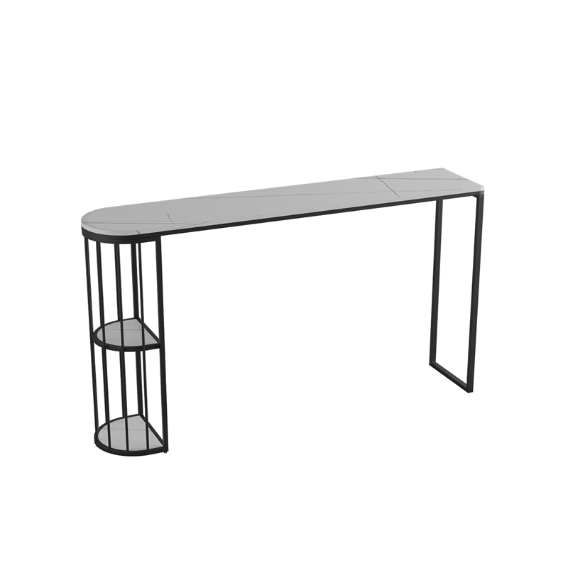 Modern Bar Dining Table Indoor Bar Height Table with Shelves 42-Inch Top in Black