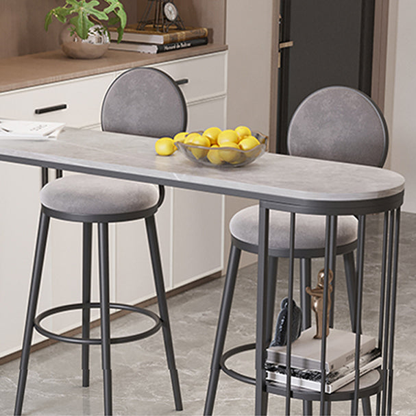 Modern Bar Dining Table Indoor Bar Height Table with Shelves 42-Inch Top in Black