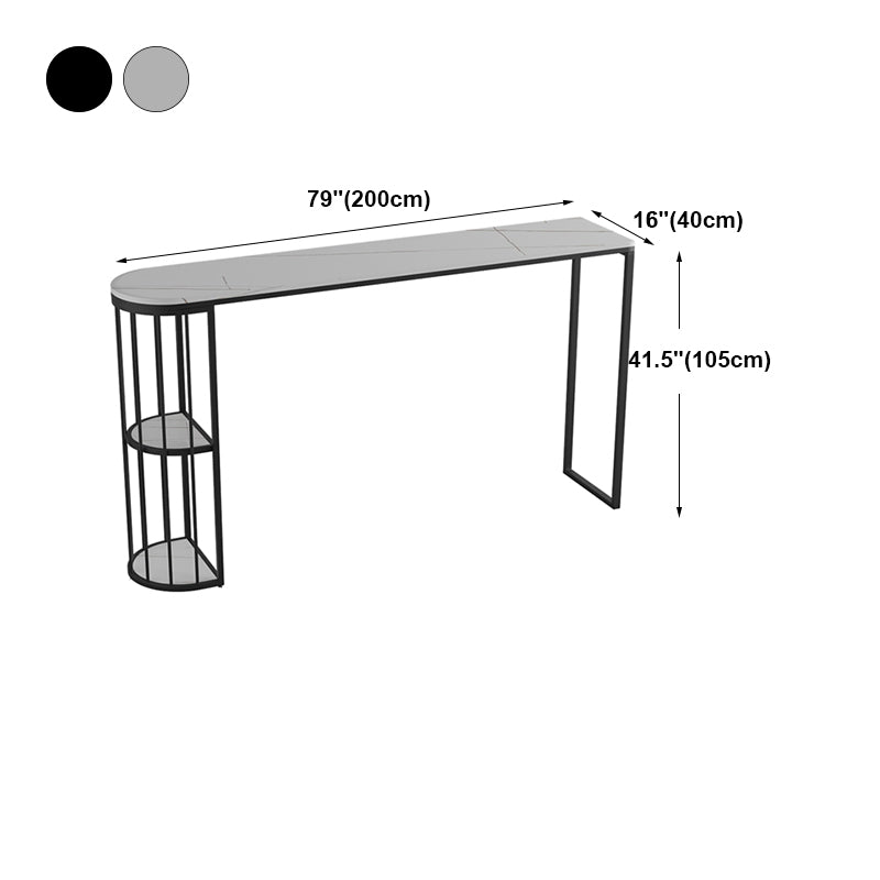 Modern Bar Dining Table Indoor Bar Height Table with Shelves 42-Inch Top in Black
