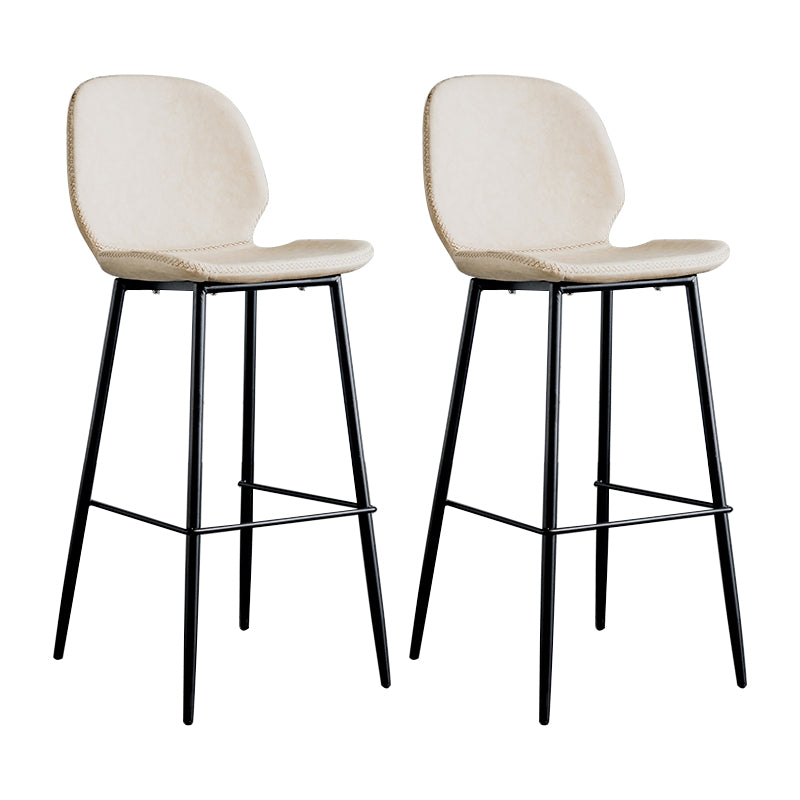 Taburete moderno de contaminación de respaldo sin brazo Taburete de dormitorio de hierro con cojín de cuero