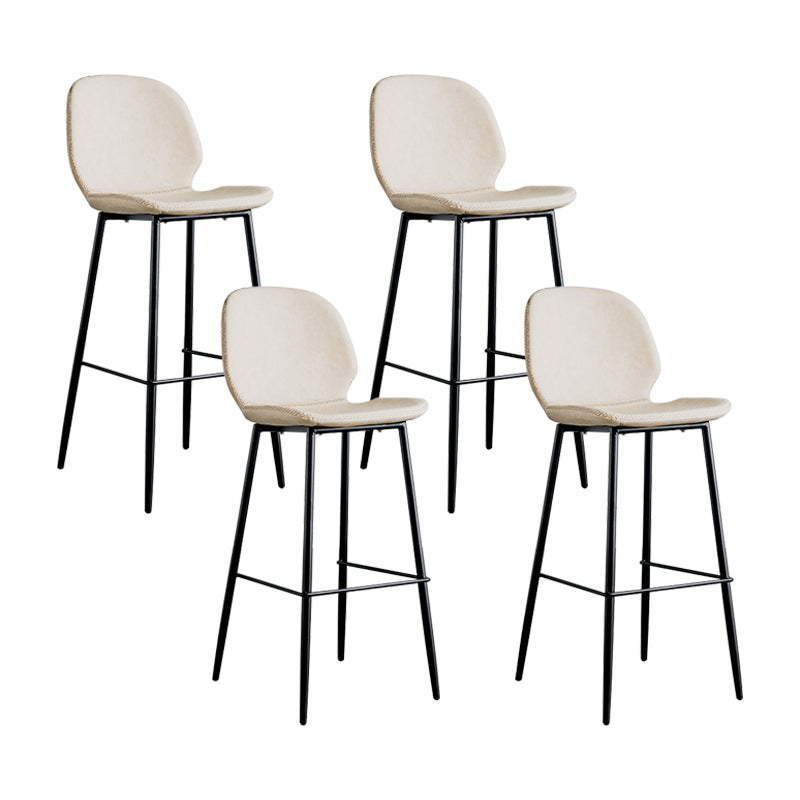 Taburete moderno de contaminación de respaldo sin brazo Taburete de dormitorio de hierro con cojín de cuero