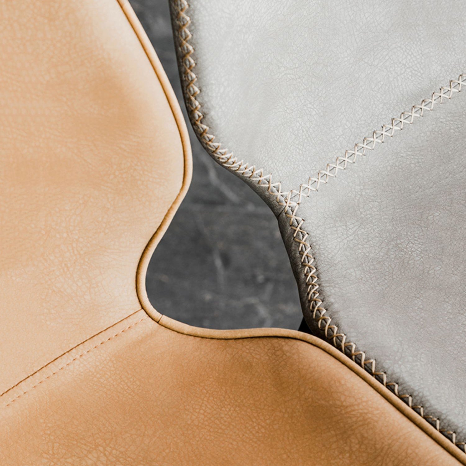 Taburete moderno de contaminación de respaldo sin brazo Taburete de dormitorio de hierro con cojín de cuero