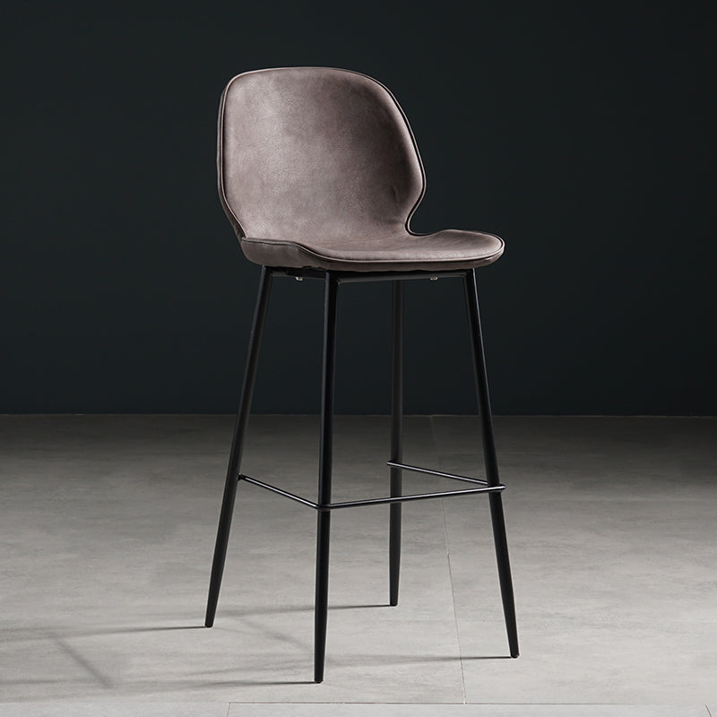 Taburete moderno de contaminación de respaldo sin brazo Taburete de dormitorio de hierro con cojín de cuero