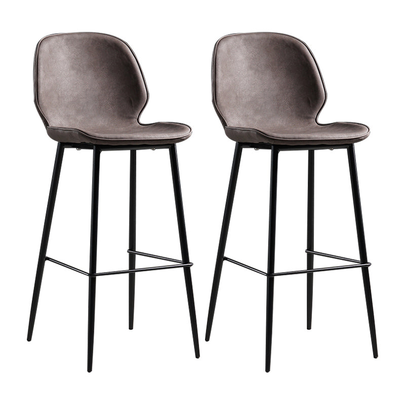 Taburete moderno de contaminación de respaldo sin brazo Taburete de dormitorio de hierro con cojín de cuero