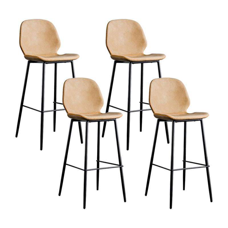 Taburete moderno de contaminación de respaldo sin brazo Taburete de dormitorio de hierro con cojín de cuero