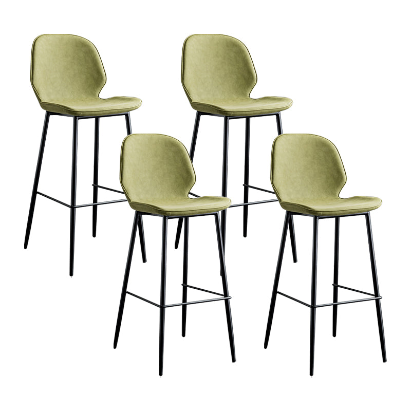 Taburete moderno de contaminación de respaldo sin brazo Taburete de dormitorio de hierro con cojín de cuero