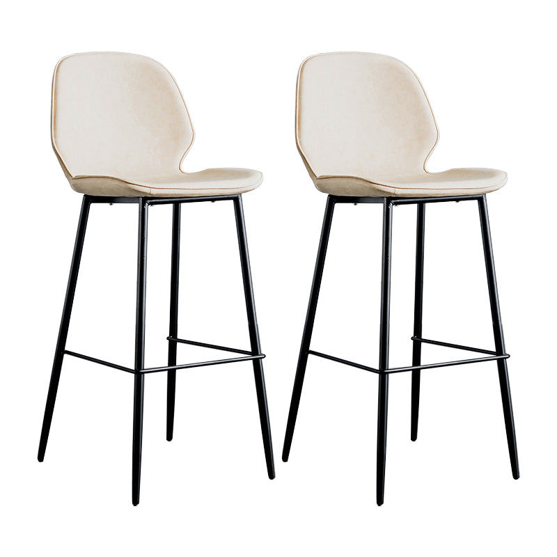 Taburete moderno de contaminación de respaldo sin brazo Taburete de dormitorio de hierro con cojín de cuero