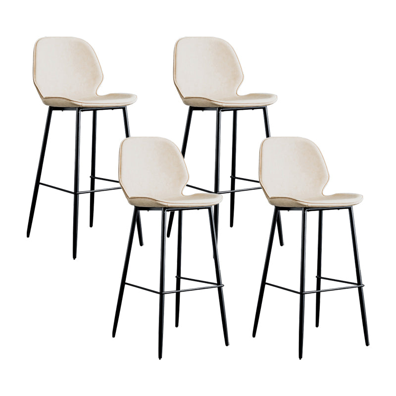 Taburete moderno de contaminación de respaldo sin brazo Taburete de dormitorio de hierro con cojín de cuero