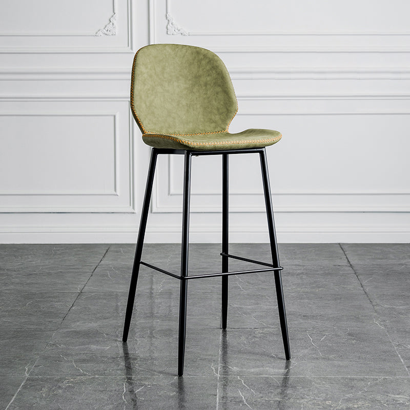 Taburete moderno de contaminación de respaldo sin brazo Taburete de dormitorio de hierro con cojín de cuero