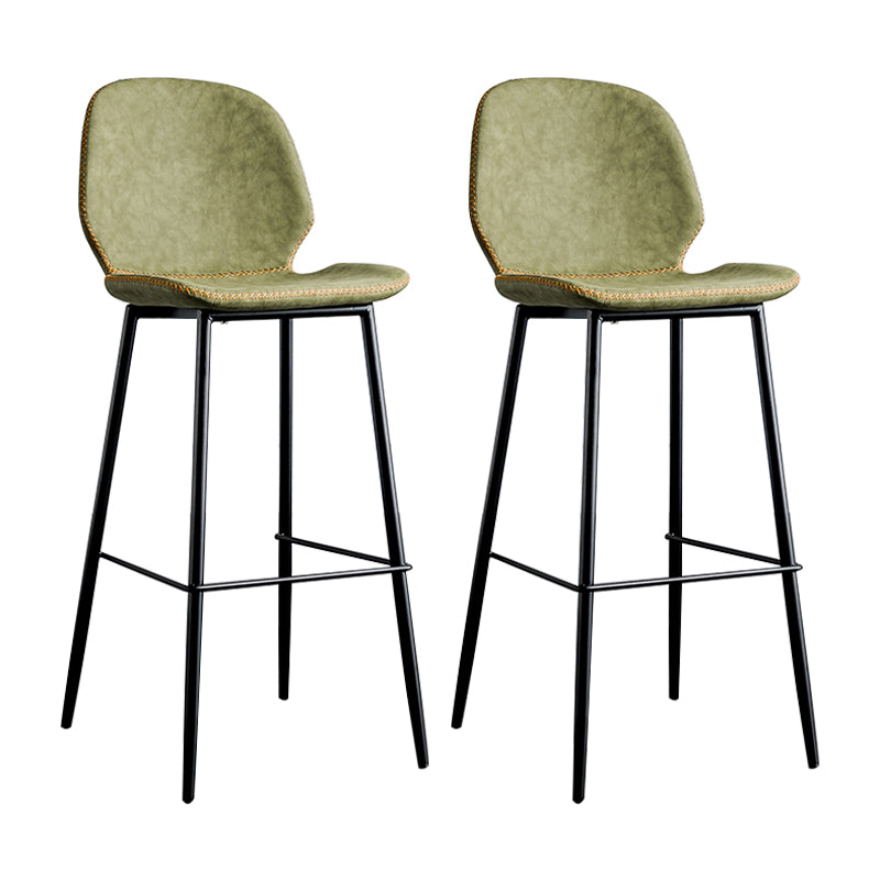 Taburete moderno de contaminación de respaldo sin brazo Taburete de dormitorio de hierro con cojín de cuero