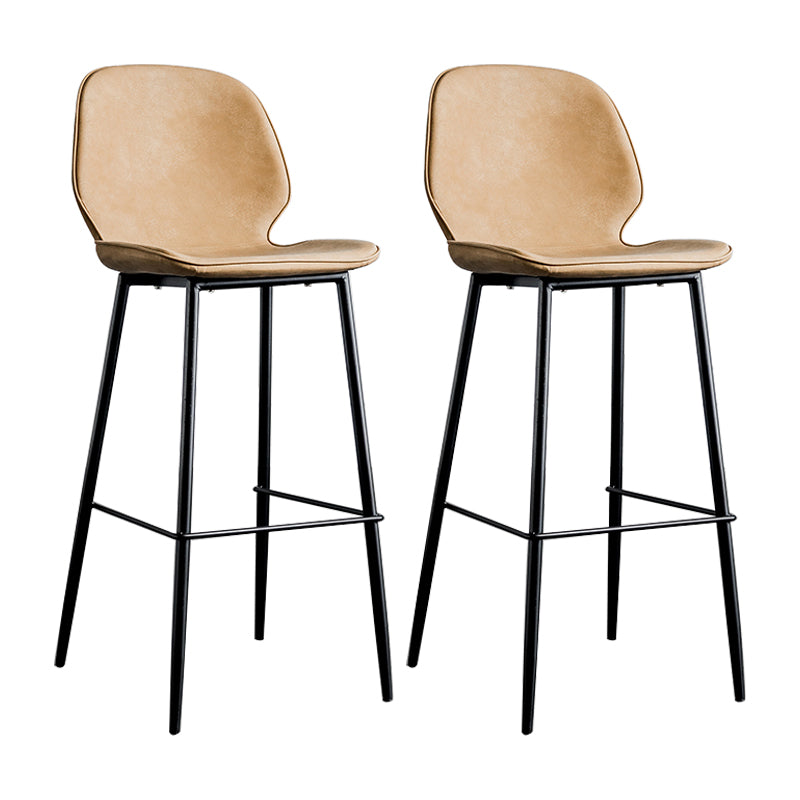 Taburete moderno de contaminación de respaldo sin brazo Taburete de dormitorio de hierro con cojín de cuero