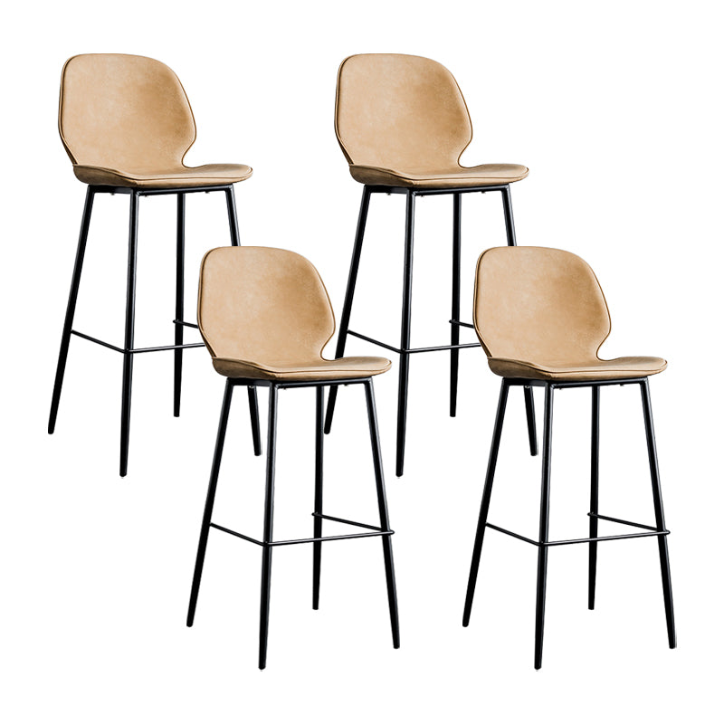 Taburete moderno de contaminación de respaldo sin brazo Taburete de dormitorio de hierro con cojín de cuero