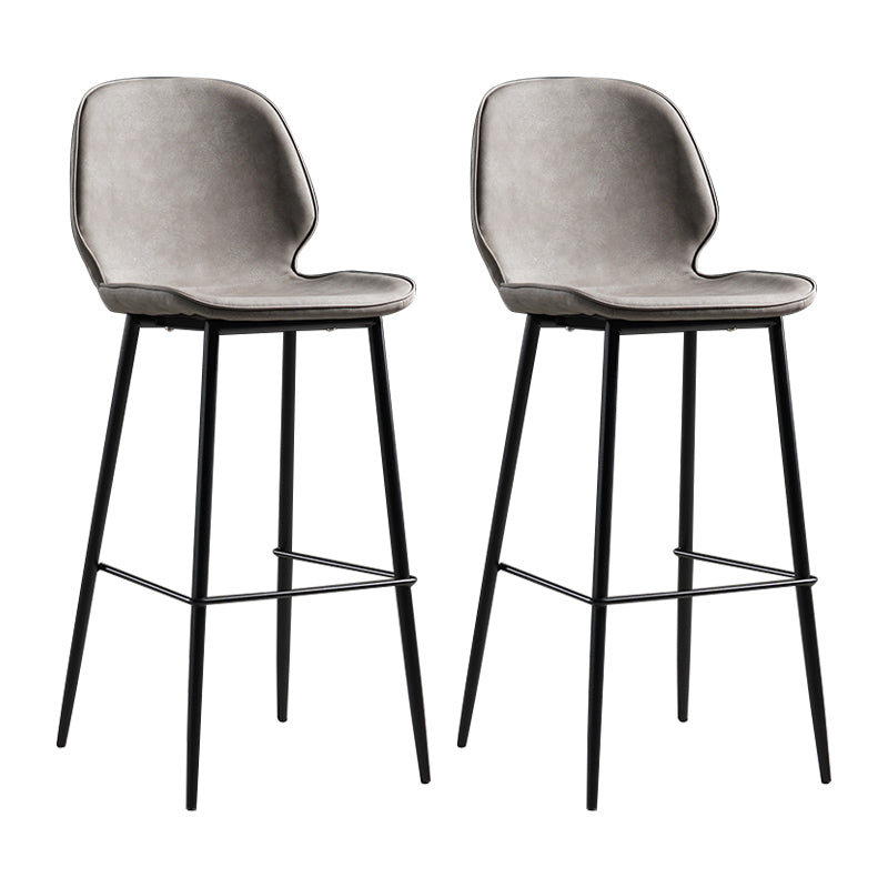 Taburete moderno de contaminación de respaldo sin brazo Taburete de dormitorio de hierro con cojín de cuero