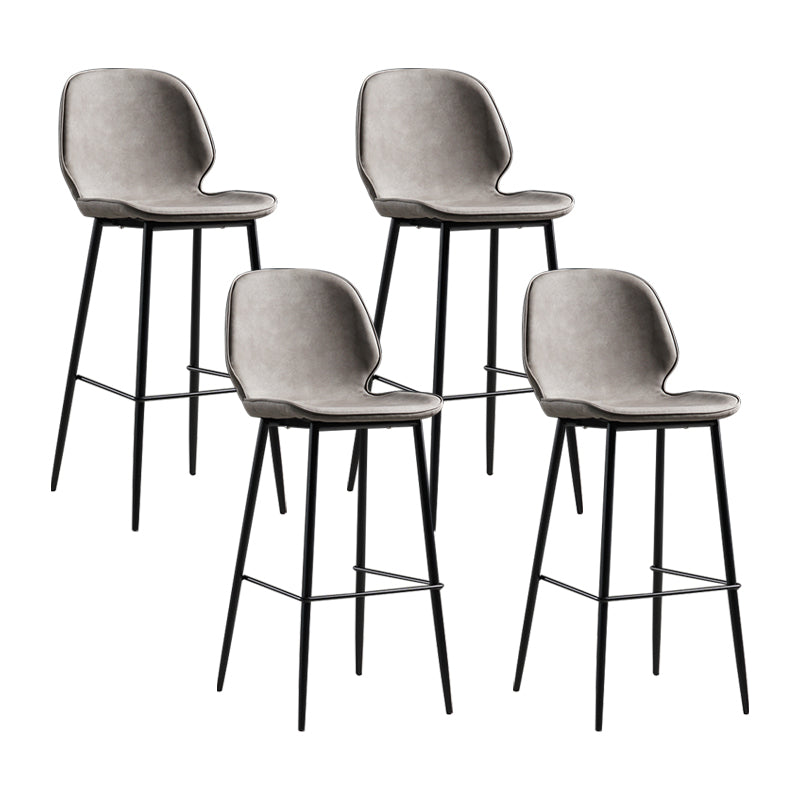 Taburete moderno de contaminación de respaldo sin brazo Taburete de dormitorio de hierro con cojín de cuero