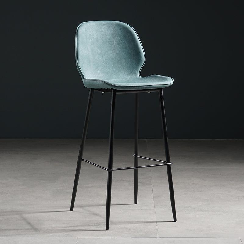 Taburete moderno de contaminación de respaldo sin brazo Taburete de dormitorio de hierro con cojín de cuero