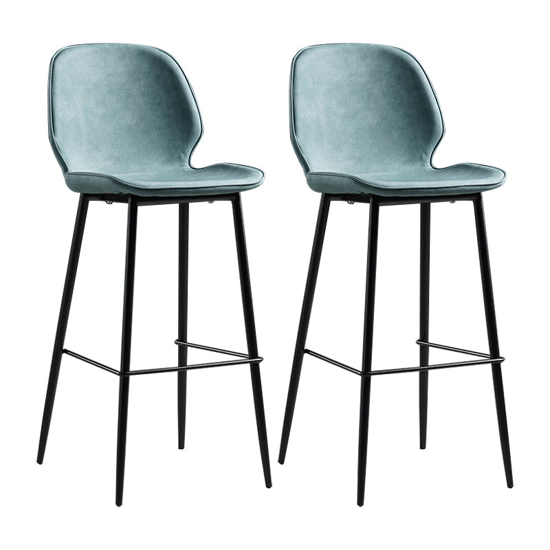 Taburete moderno de contaminación de respaldo sin brazo Taburete de dormitorio de hierro con cojín de cuero