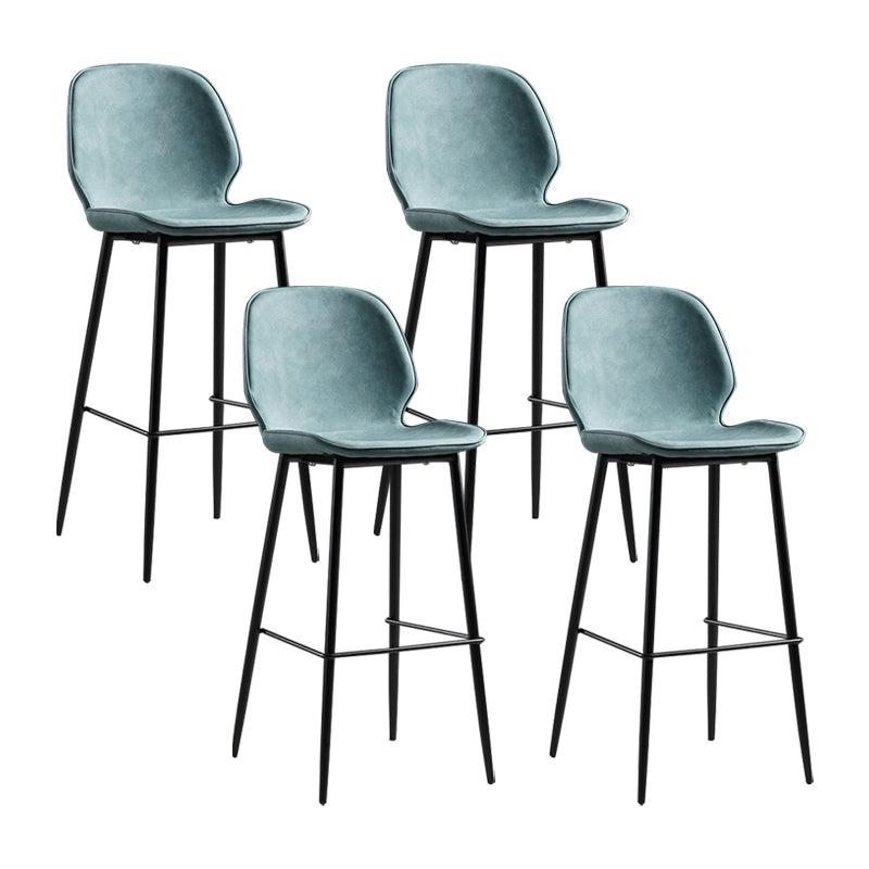 Taburete moderno de contaminación de respaldo sin brazo Taburete de dormitorio de hierro con cojín de cuero