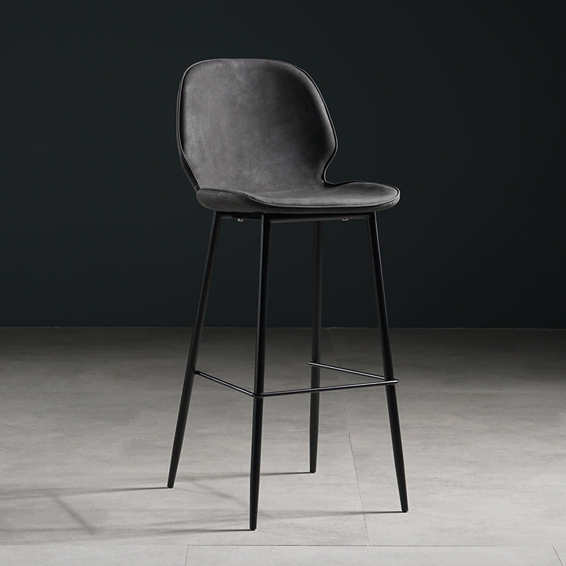 Taburete moderno de contaminación de respaldo sin brazo Taburete de dormitorio de hierro con cojín de cuero