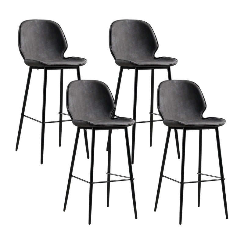 Taburete moderno de contaminación de respaldo sin brazo Taburete de dormitorio de hierro con cojín de cuero