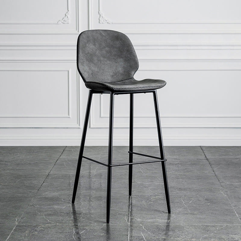 Taburete moderno de contaminación de respaldo sin brazo Taburete de dormitorio de hierro con cojín de cuero