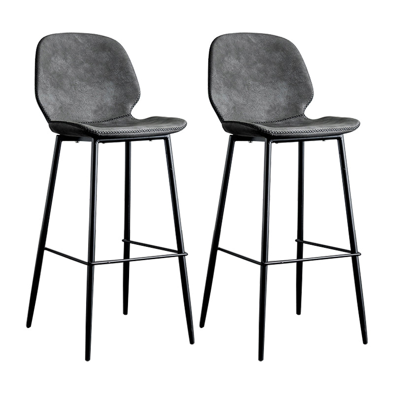 Taburete moderno de contaminación de respaldo sin brazo Taburete de dormitorio de hierro con cojín de cuero