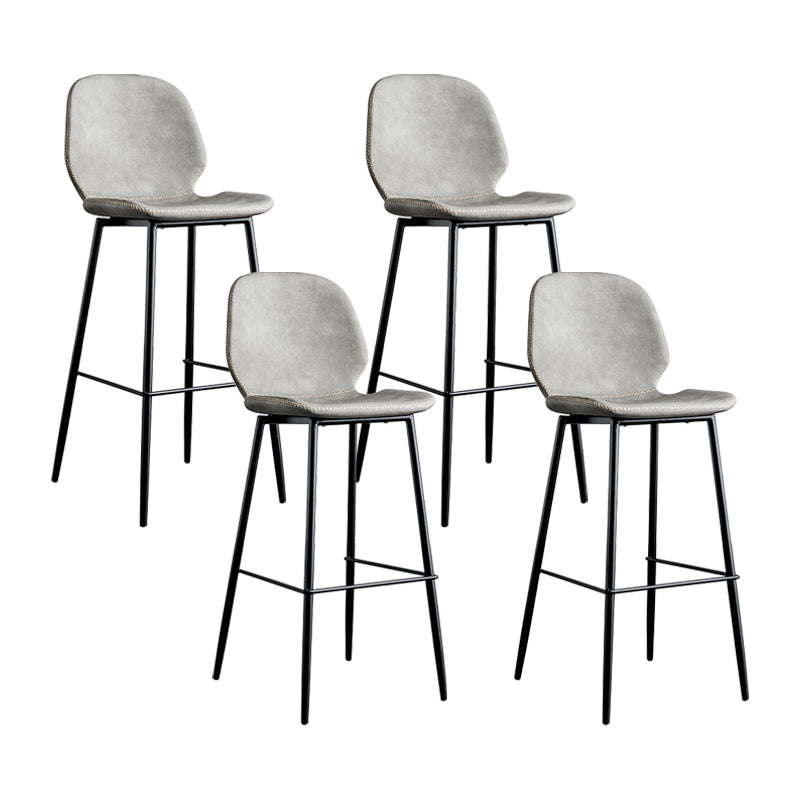 Taburete moderno de contaminación de respaldo sin brazo Taburete de dormitorio de hierro con cojín de cuero