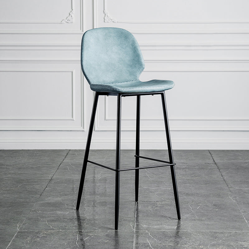 Taburete moderno de contaminación de respaldo sin brazo Taburete de dormitorio de hierro con cojín de cuero