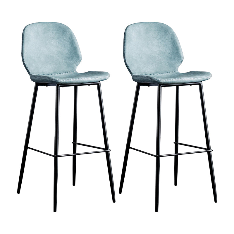 Taburete moderno de contaminación de respaldo sin brazo Taburete de dormitorio de hierro con cojín de cuero